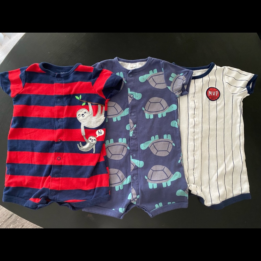 3 Carter’s 12 month boy rompers